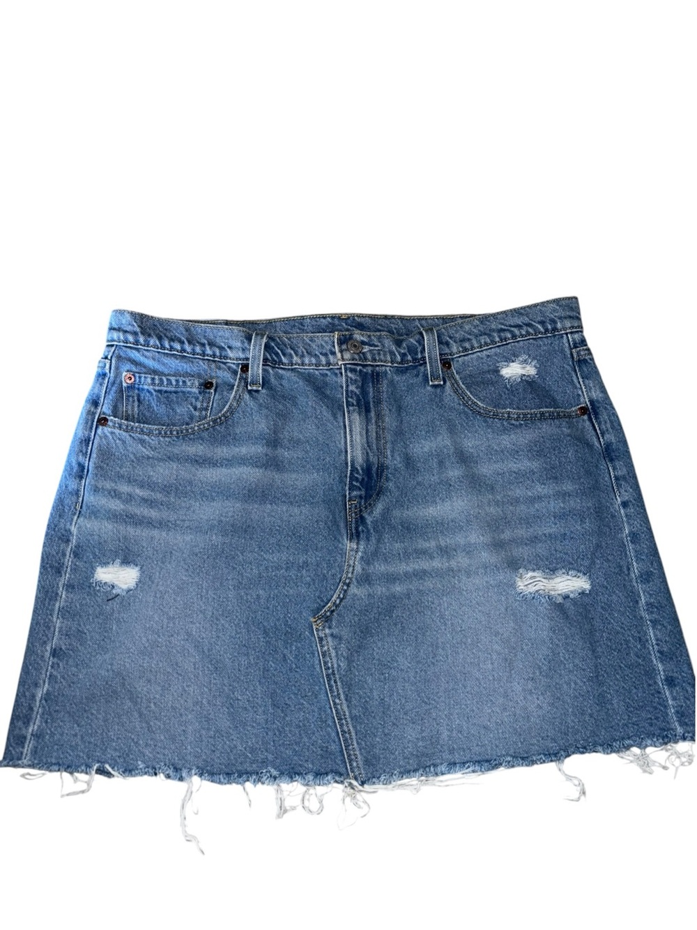 Levi's Light Blue Distressed Denim Mini Skirt